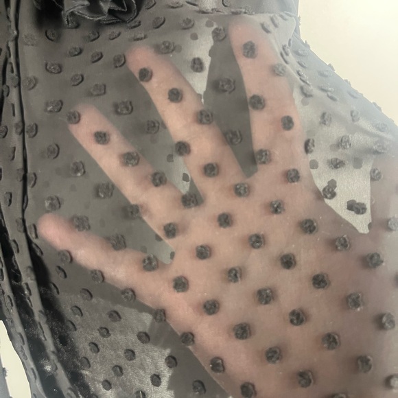 Sezane DANY SHIRT ruffle sheer black blouse size 36/S - Picture 6 of 8